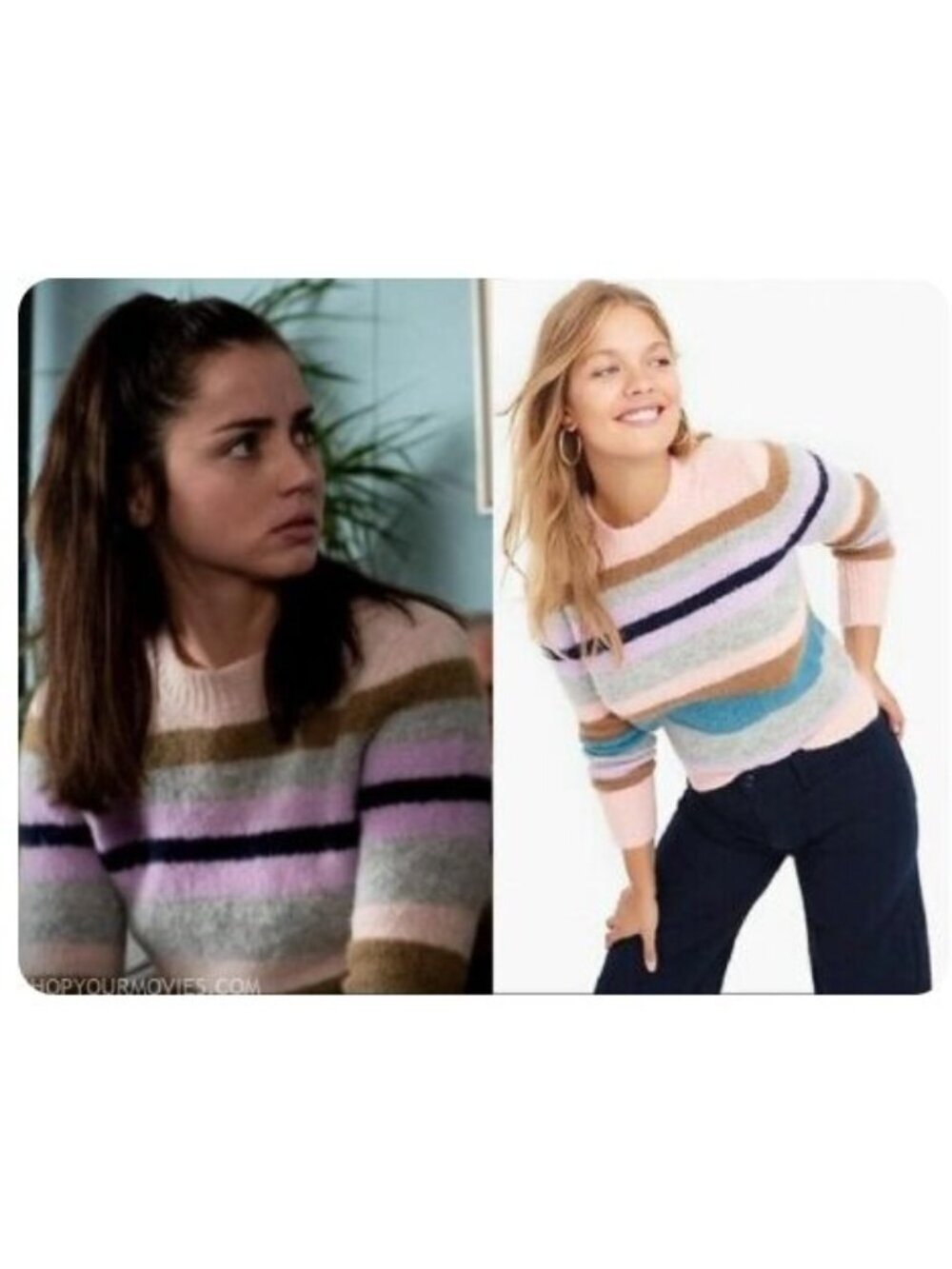Point Sur Alpaca Blend Sweater S Crew Striped Lightweight ASO Ana de Armas